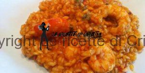 risotto con gamberi e mousse di peperoni