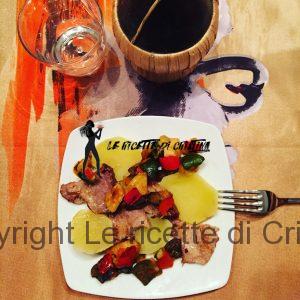 scamerita con caponatina piccante di verdure grigliate