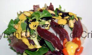 Filetti d'anatra con pesto di nocciole e mayonese di mango