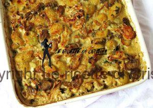 gnocchi gratinati con stufato di pollo e funghi