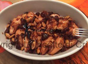 Calamaretti ripieni brasati al Rum con mandorle ed uva passa di Moscato