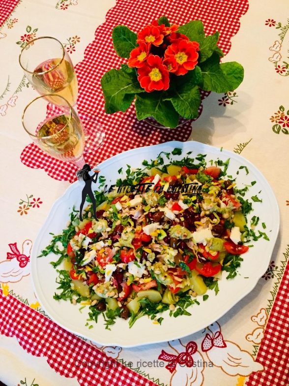 Ricetta dell’insalata di pollo lesso con patate, rucola, ciliegini, pinoli e fagioli rossi con pesto di pistacchi al wasabi Ricetta dell’insalata di pollo lesso con patate, rucola, ciliegini, pinoli e fagioli rossi con pesto di pistacchi al wasabi
