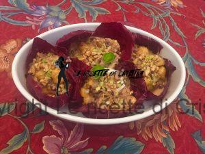 Gnocchi di zucca e amaretti con radicchio rosso, taleggio, porri e noci