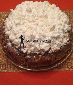 Torta di lenticchie e castagne con ricotta, crema di marroni e sbriciolata di meringa e ricciarelli