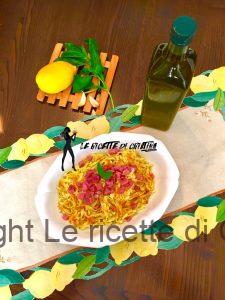 Tagliolini al pesto di limone con tonno fresco e bottarga