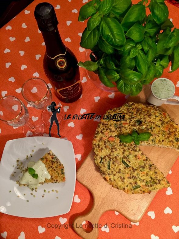 Ricetta dello sformato di verdure e lenticchie con crema di parmigiano al basilico