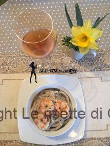 Pici cacio e pepe al profumo di tartufo con gamberi scottati alla piastra