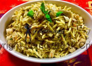 Trofie alla carbonara di mare e carciofi