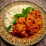 Curry rosso facile di pollo con riso Basmati