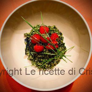 Risotto al cavolo nero con mini tartare di frutti rossi e sciroppo d'acero