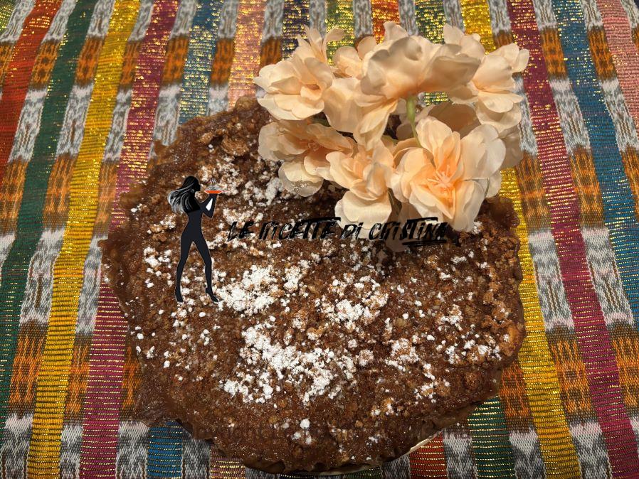 Torta-di-cioccolato-e-nocciole-con-crema-di-ricotta-e-albicocche-e-sbriciolata-di-amaretti